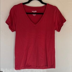 Wool& Vibrant Red V-Neck Short Sleeve Tee